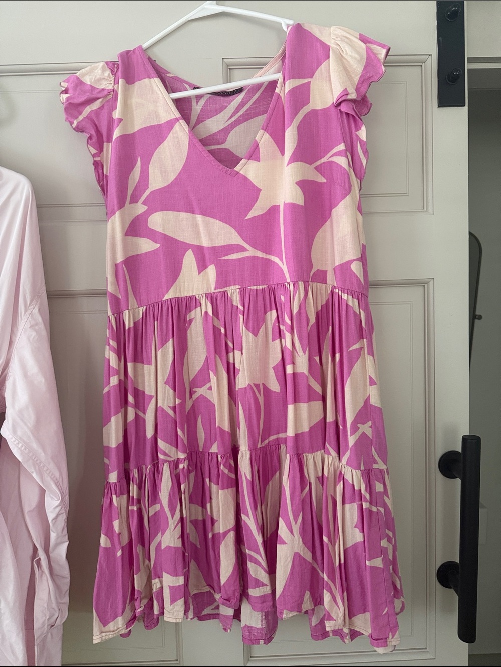 Mister Zimi Pink & Cream Floral Tiered Mini Dress